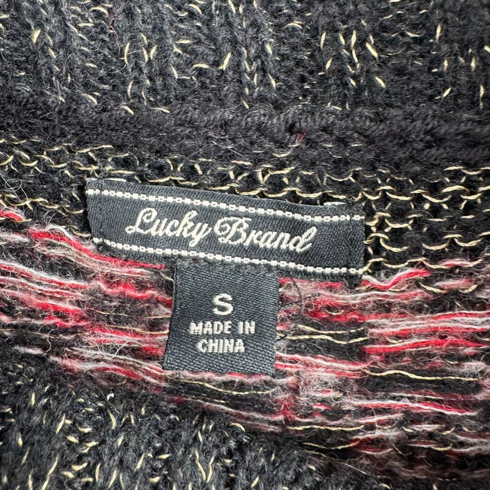 Lucky Brand Wool Blend Geometric Print Turtleneck Sweater Womens S Black Purple - Picture 6 of 10